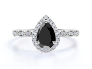 Elegent And Fancy Black Diamond Halo Engagement Rings