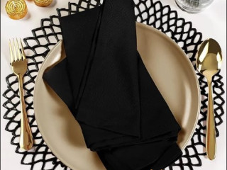 Kitchen Black Cloth Napkins (12 Pack, 20×20) Cotton Blend