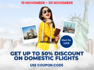 Get up to 50% Discount on Domestic Flights