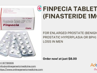 Finpecia (Finasteride 1mg) for hair loss and enlarged prostate. Buy at Onlinegenericmedicine.